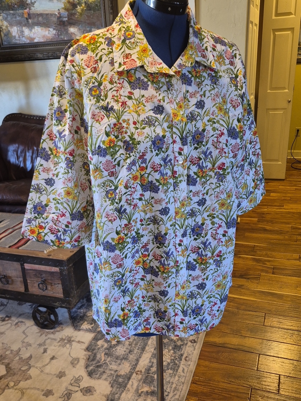 American Sweetheart Floral Blouse Sz L.(#1474) Vintage 80s Perfect For Layering.